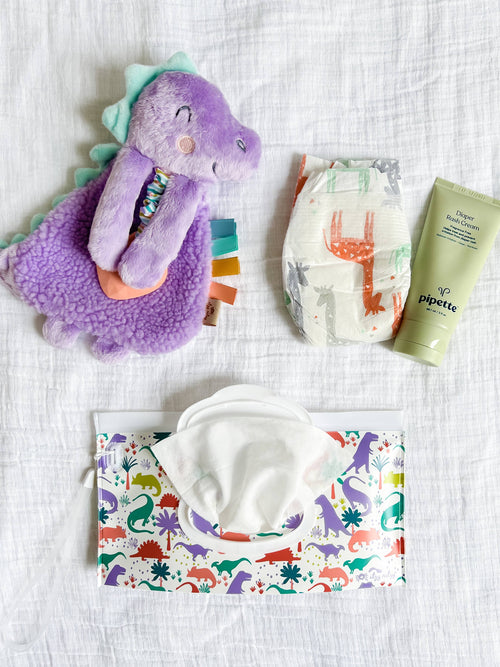 *OUTLET*Take & Travel™ Pouch Reusable Wipes Cases Lilac Dino