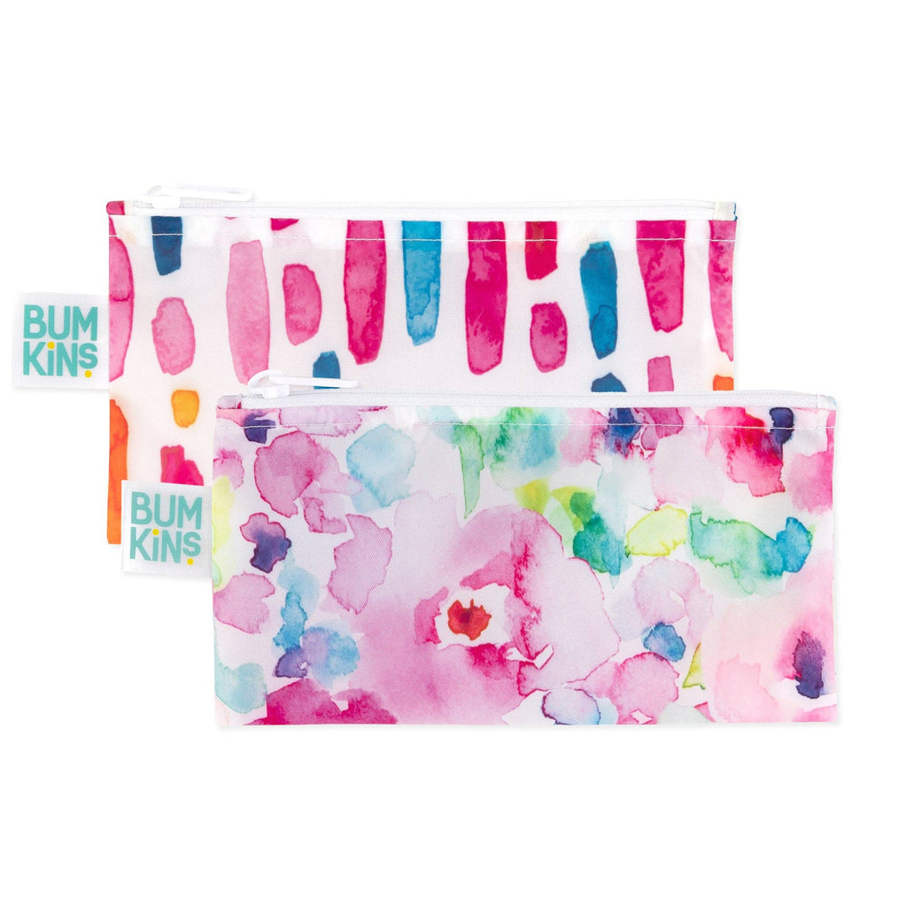 Reusable Snack Bag, Small 2-Pack: Watercolor & Brush Strokes