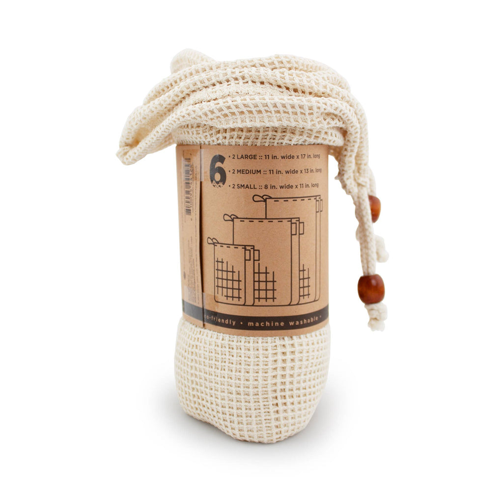 Ecoposh Organic Cotton Mesh Produce Bag :: Natural (6pk): 3 sizes per pack - 2 count each size