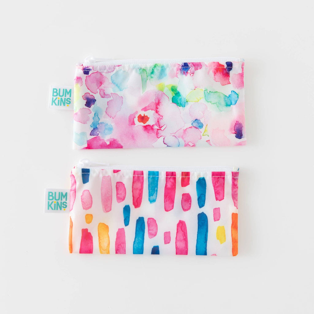 Reusable Snack Bag, Small 2-Pack: Watercolor & Brush Strokes