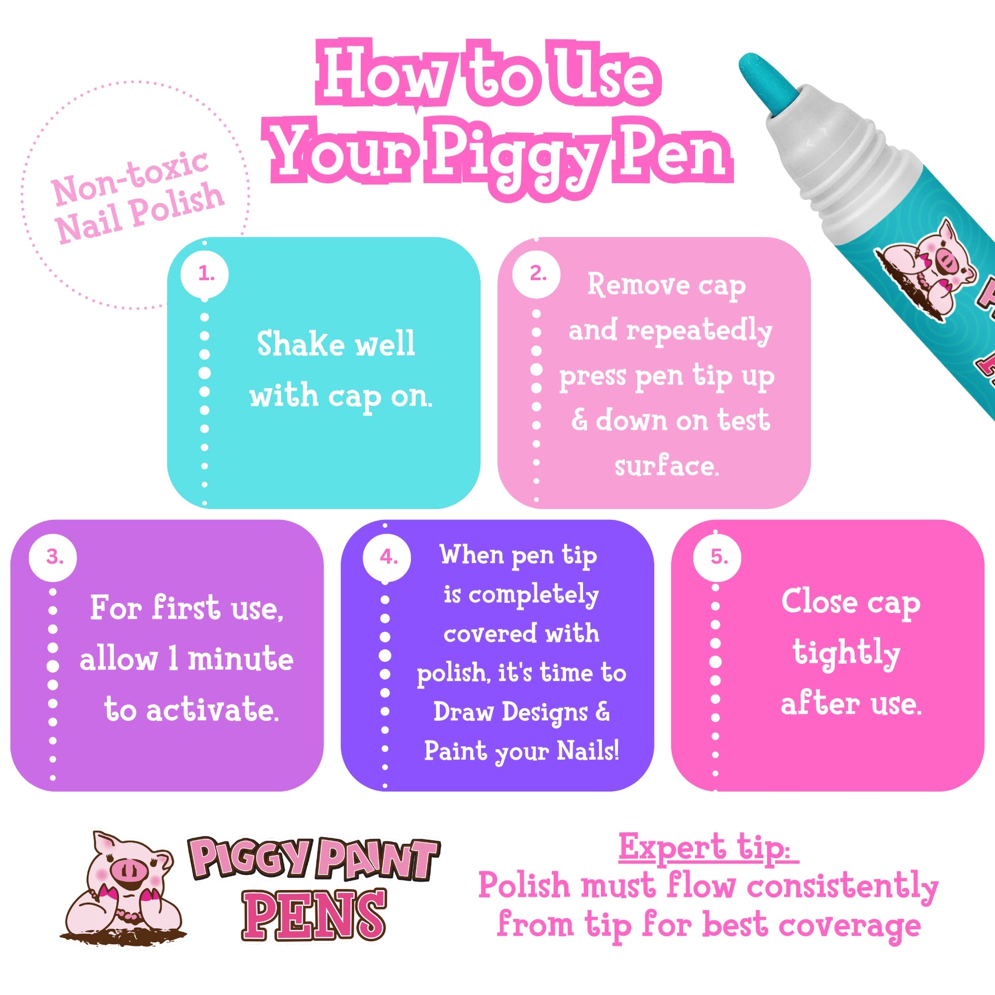 Piggy Pink Paint Pen Non Toxic Nail Polish