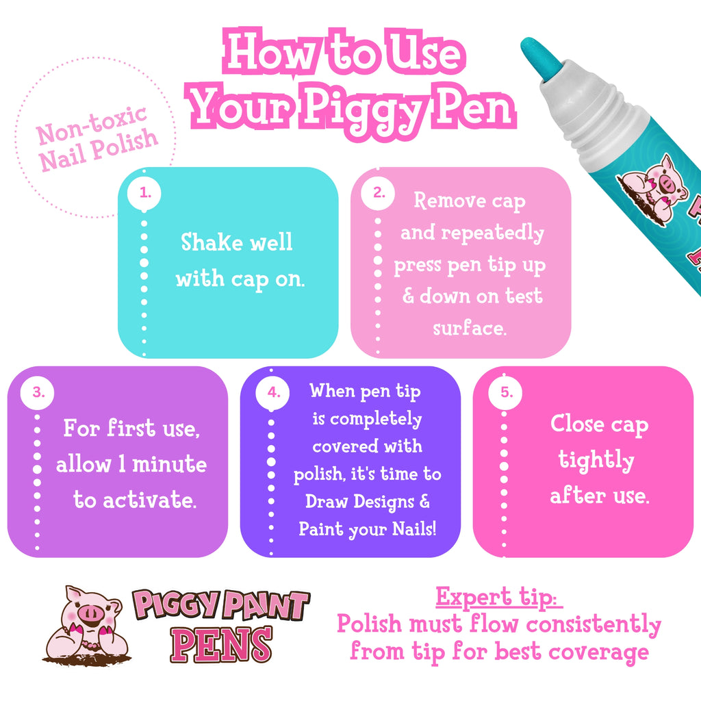 Twirly Teal Piggy Paint Pen Non-Toxic Nail Polish