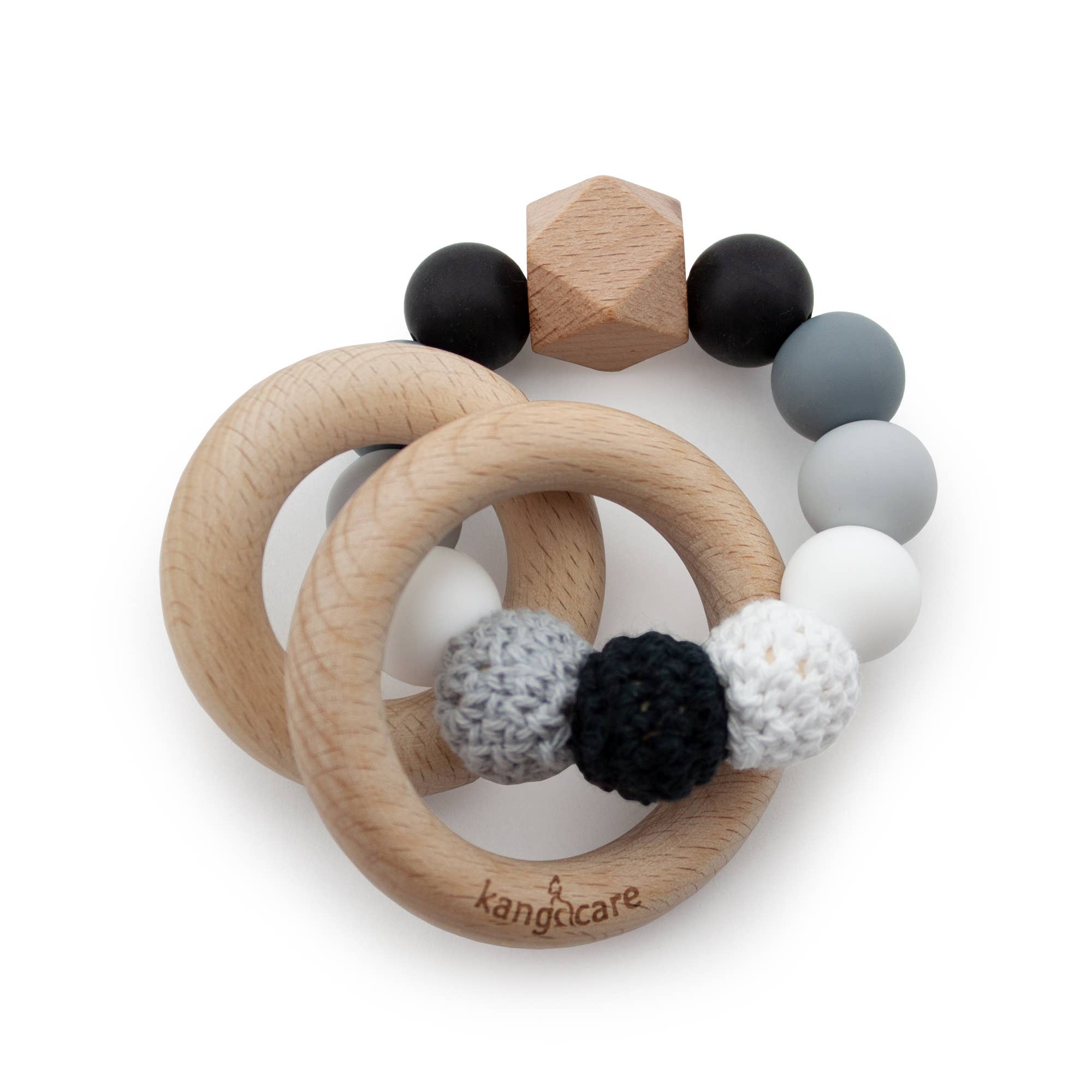 Kanga Care Silicone & Wood Crocheted Teething Ring: Pebble