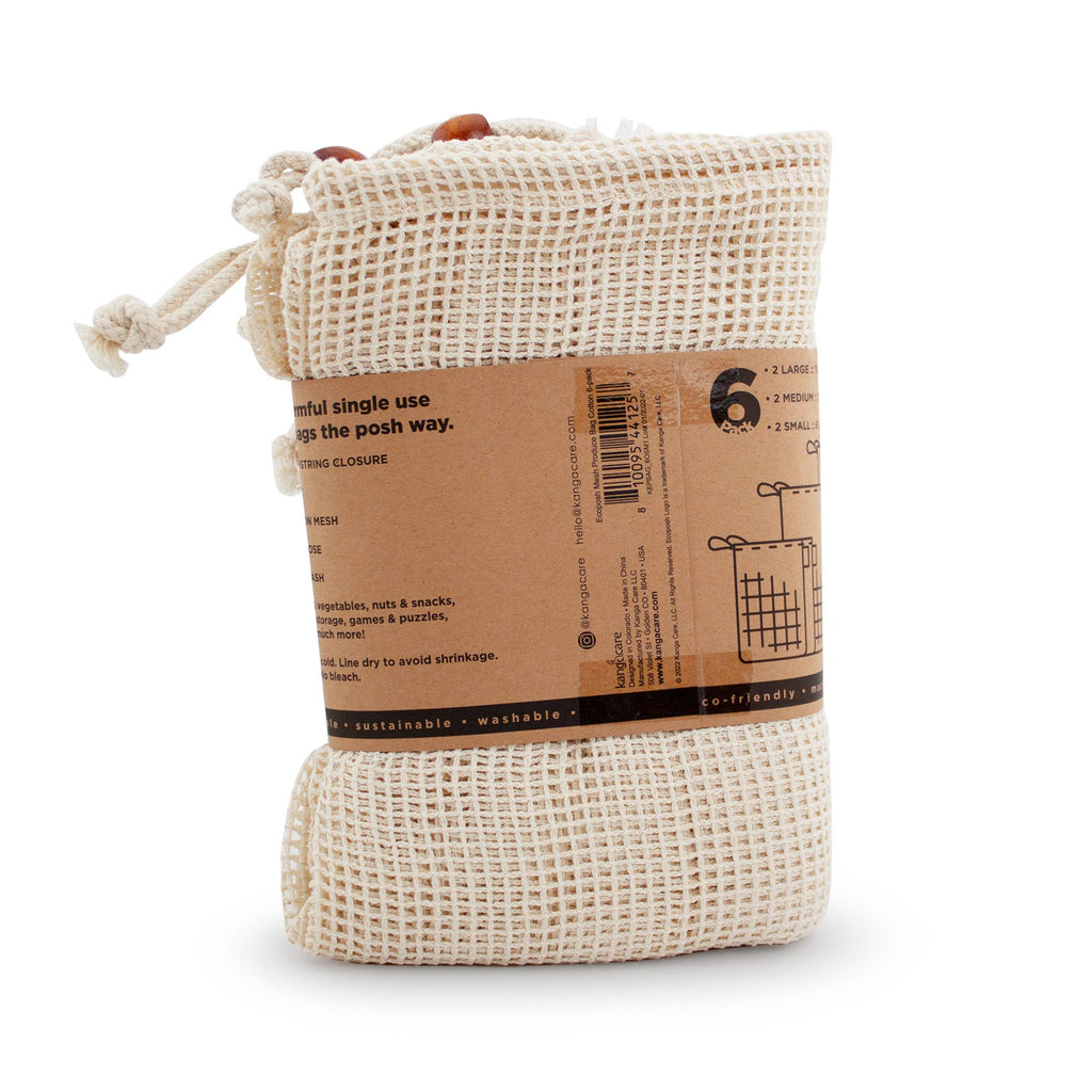 Ecoposh Organic Cotton Mesh Produce Bag :: Natural (6pk): 3 sizes per pack - 2 count each size